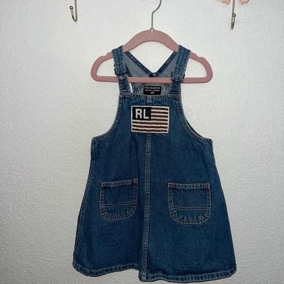 Vintage Ralph Lauren Kids Blue Denim Dress with Pockets - Picture 1 of 5